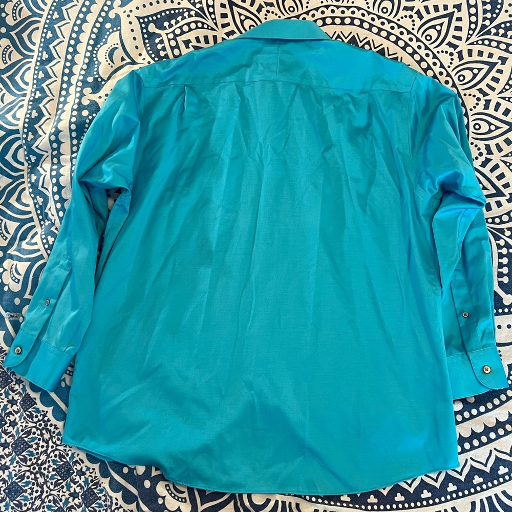 MURANO ADULT MENS SHIRT BUTTON DOWN SIZE NECK 17.5 34 TURQUOISE AQUA BLUE 222 - Picture 2 of 11